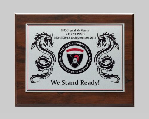wooden plaque awards for military service by APS in Des Moines