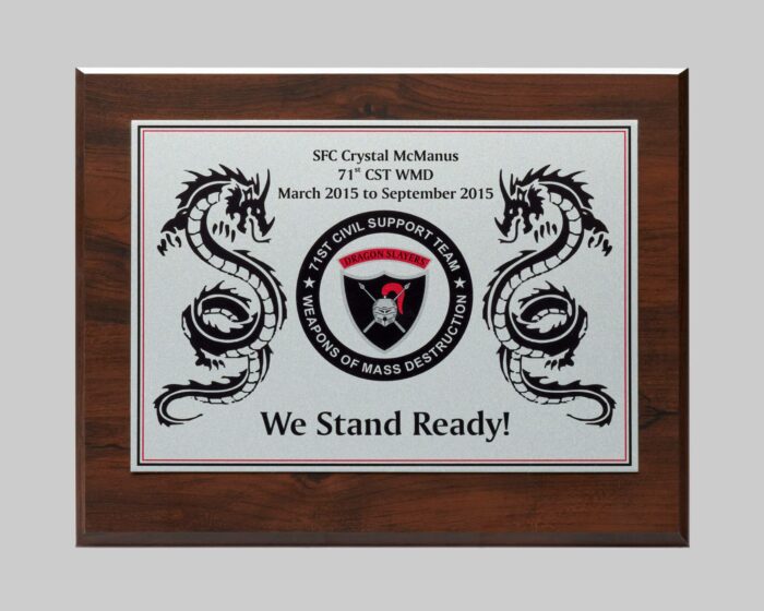 wooden plaque awards for military service by APS in Des Moines