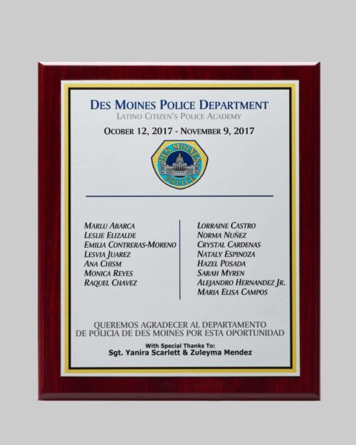 Latino citizens police academy award for des moines police created by APS