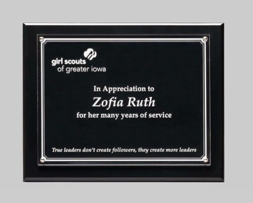 custom plaque design by APS in Iowa for Girl Scouts of Greater Iowa