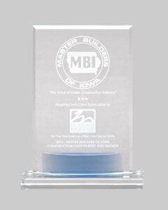 Classic crystal award in blue.