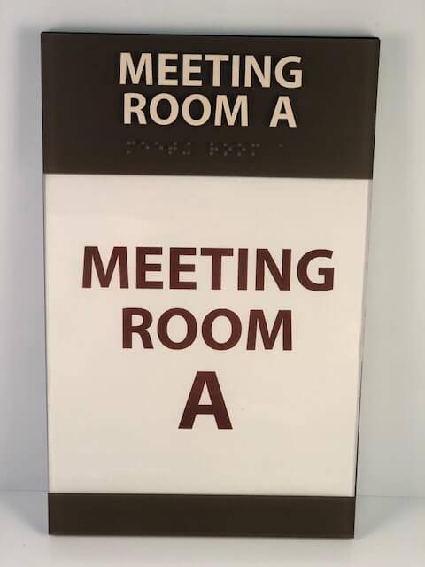 Hotel room signage that says "Meeting Room A"