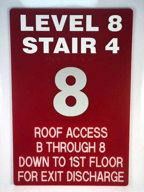 An example of a sign in a stairwell available through APS.